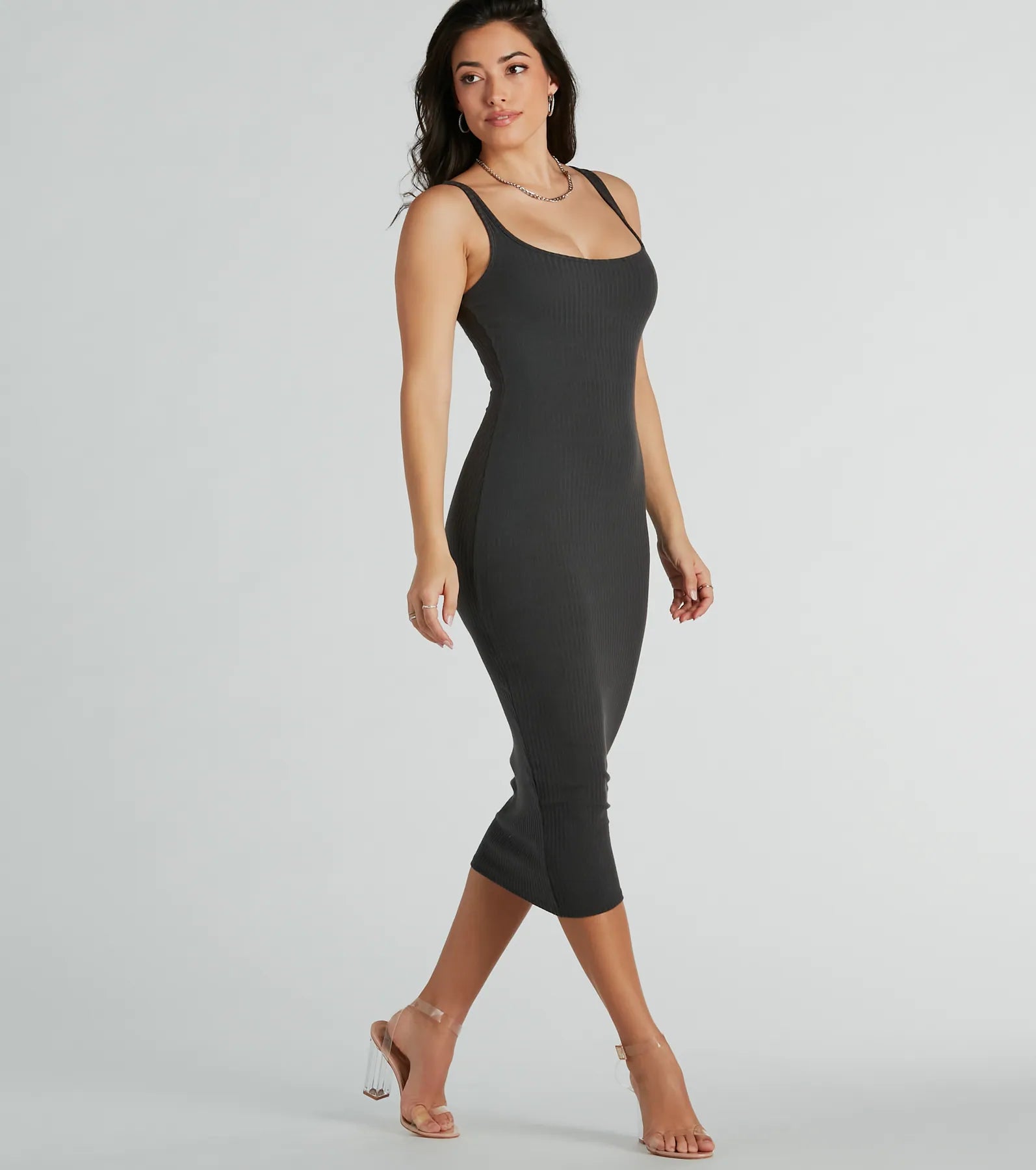 So Effortless Ribbed Knit Bodycon Midi Dress - Image 4
