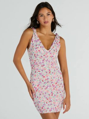 Darling Flirtation Tie Strap V-Neck Floral Mini Dress