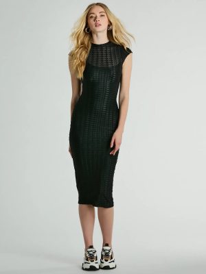 Casually Flawless Crew Neck Textured Midi Dress