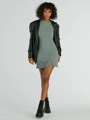 Note To Self Ribbed Knit A-Line Mini Dress