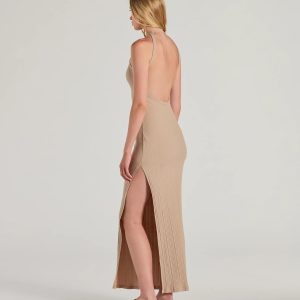 Fall Into Fashion Crew Neck Open Back Maxi Dress
