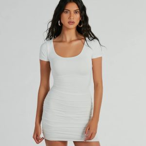 Everyday Style Short Sleeve Ruched Mini Dress