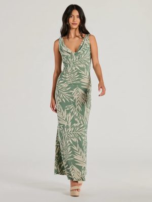 Fabulous Destination Tropical Cowl Neck Maxi Dress