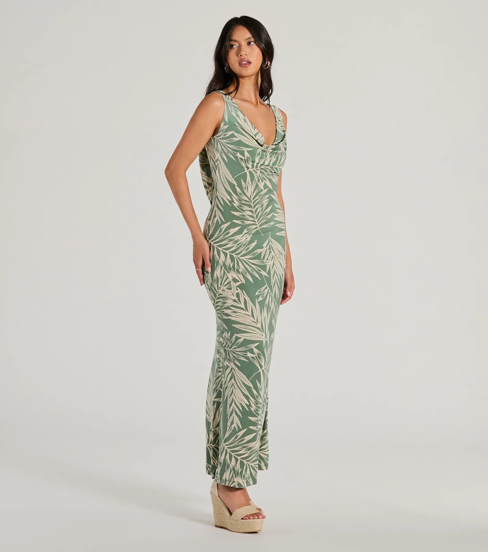 Fabulous Destination Tropical Cowl Neck Maxi Dress - Image 4