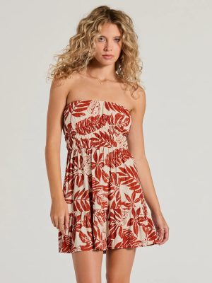 Sunshine On My Mind Strapless Tropical Skater Dress