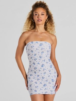 Flirty Ditsy Floral Eyelet Strapless Mini Dress