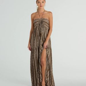 Desert Princess Halter Maxi Dress With Pockets
