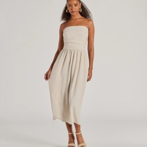 Effortlessly Elevated Strapless Linen-Blend Dress