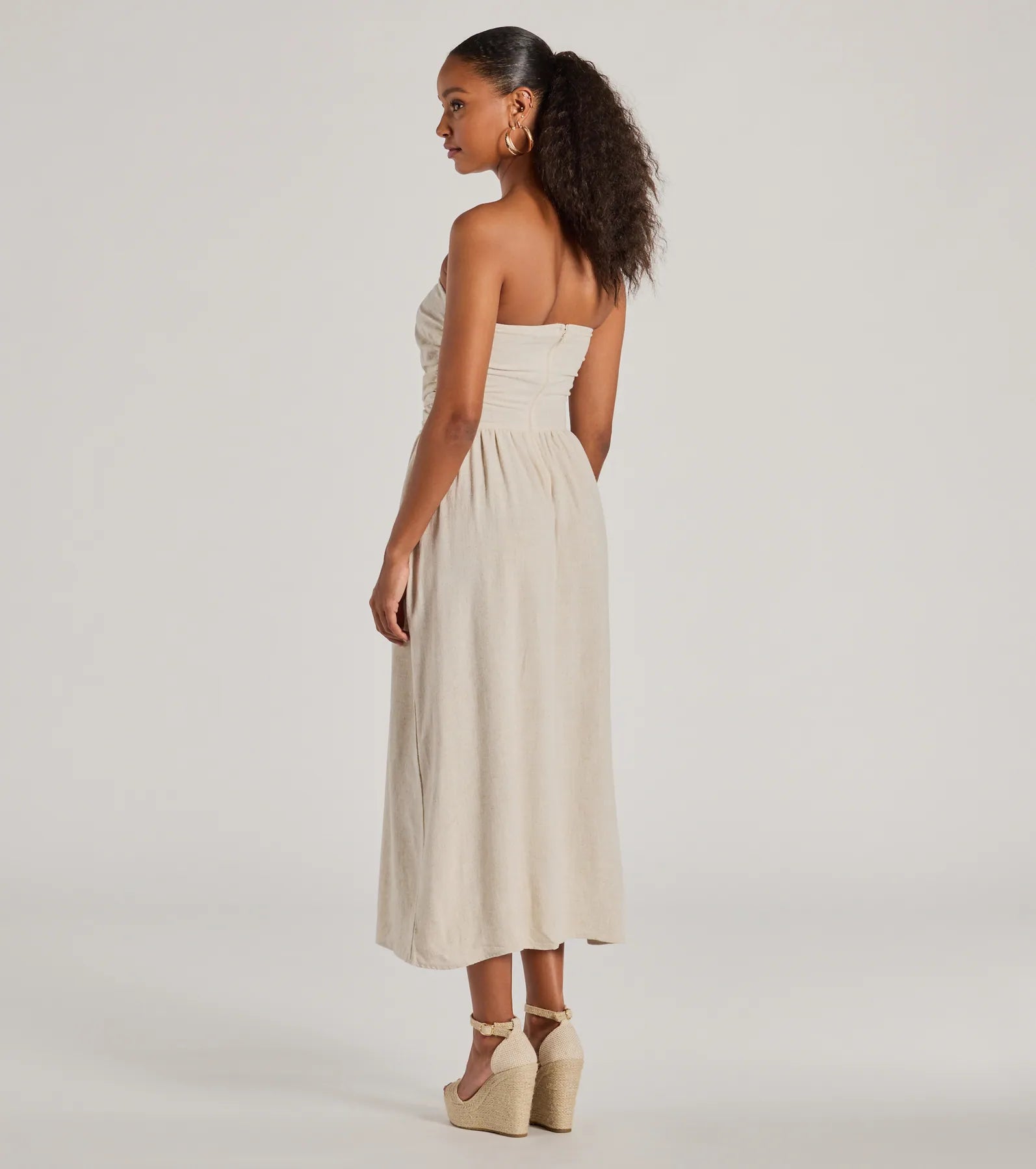 Effortlessly Elevated Strapless Linen-Blend Dress - Image 2