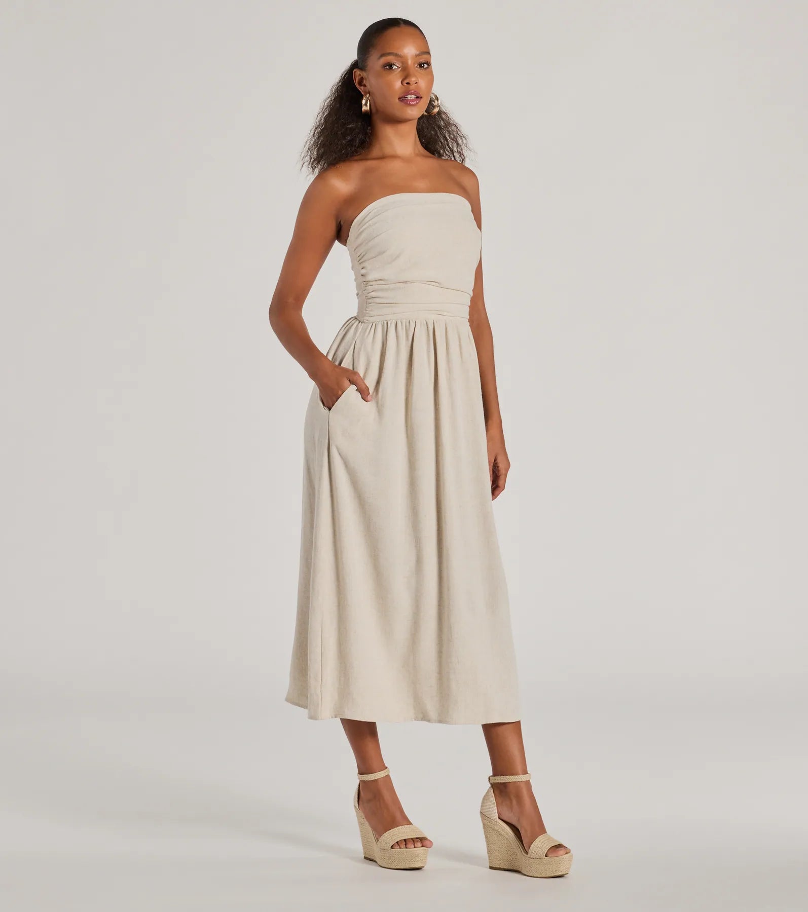 Effortlessly Elevated Strapless Linen-Blend Dress - Image 4