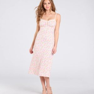 Darling Vibe Ditsy Floral A-Line Midi Dress