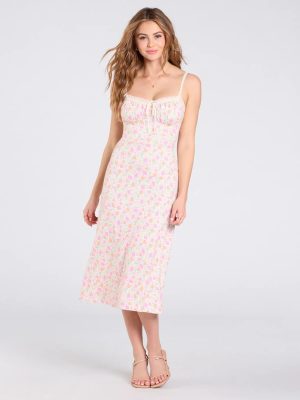 Darling Vibe Ditsy Floral A-Line Midi Dress