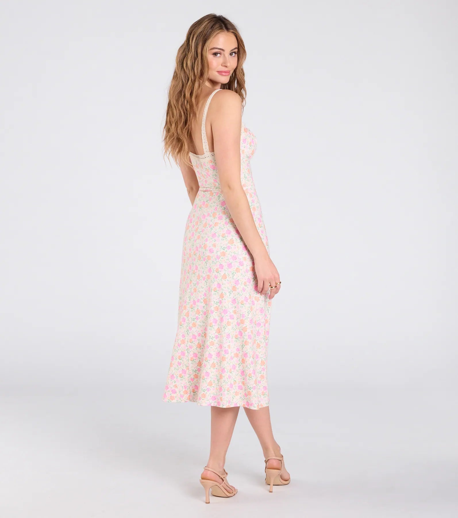 Darling Vibe Ditsy Floral A-Line Midi Dress - Image 2