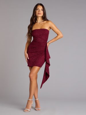 Spotlight Sparkle Glitter Ruffle Mini Tube Dress