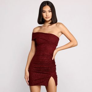 First Impression One-Shoulder Glitter Mini Dress
