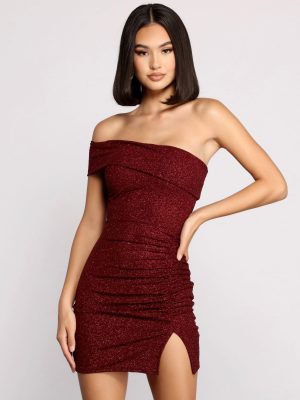 First Impression One-Shoulder Glitter Mini Dress