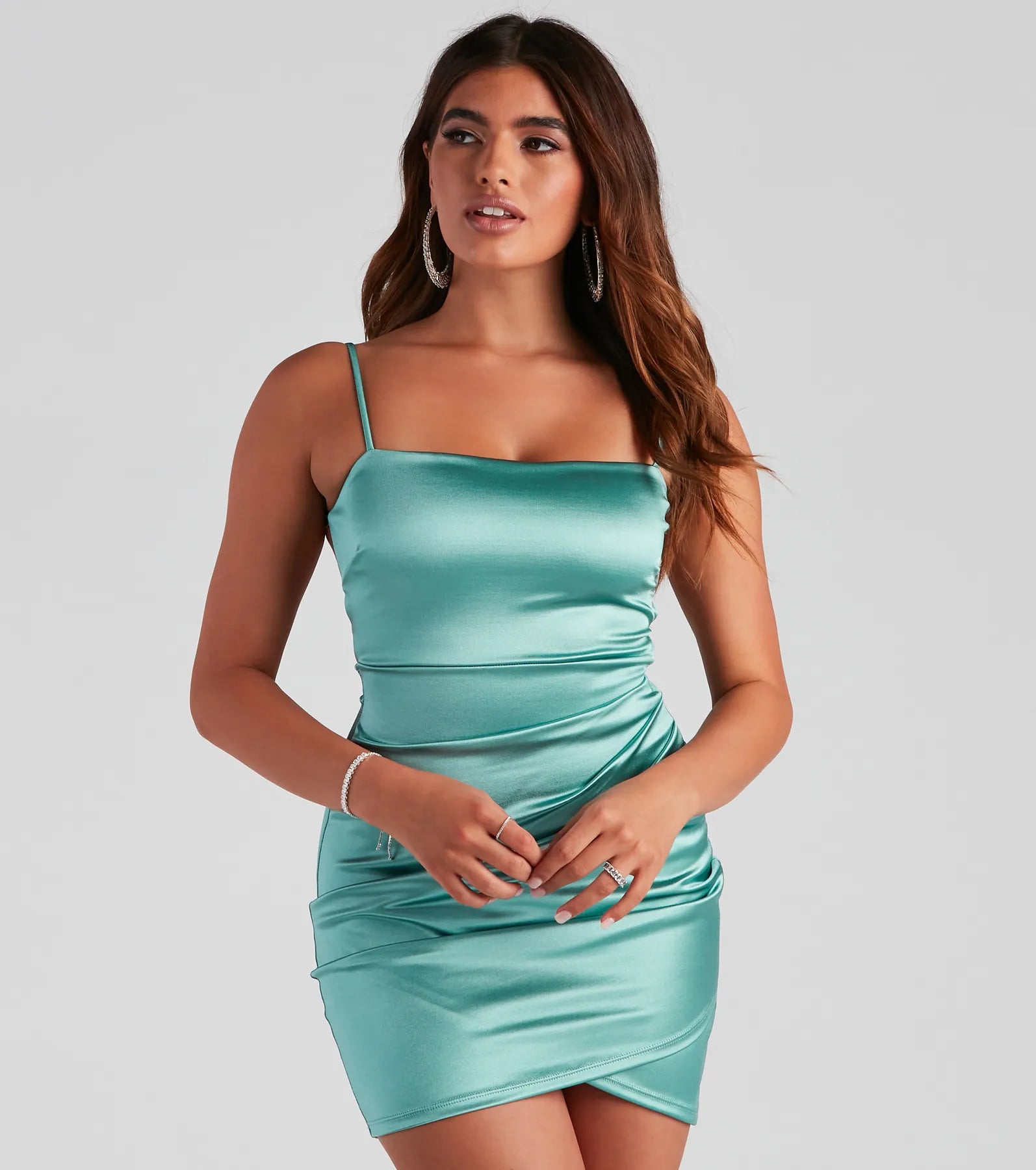 Dreamy In Satin Ruched Mini Dress - Image 3