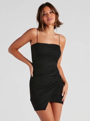 Stylish Sparkle Glitter Knit Mini Dress