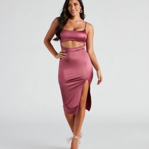 All Eyes On You Satin Midi Dress