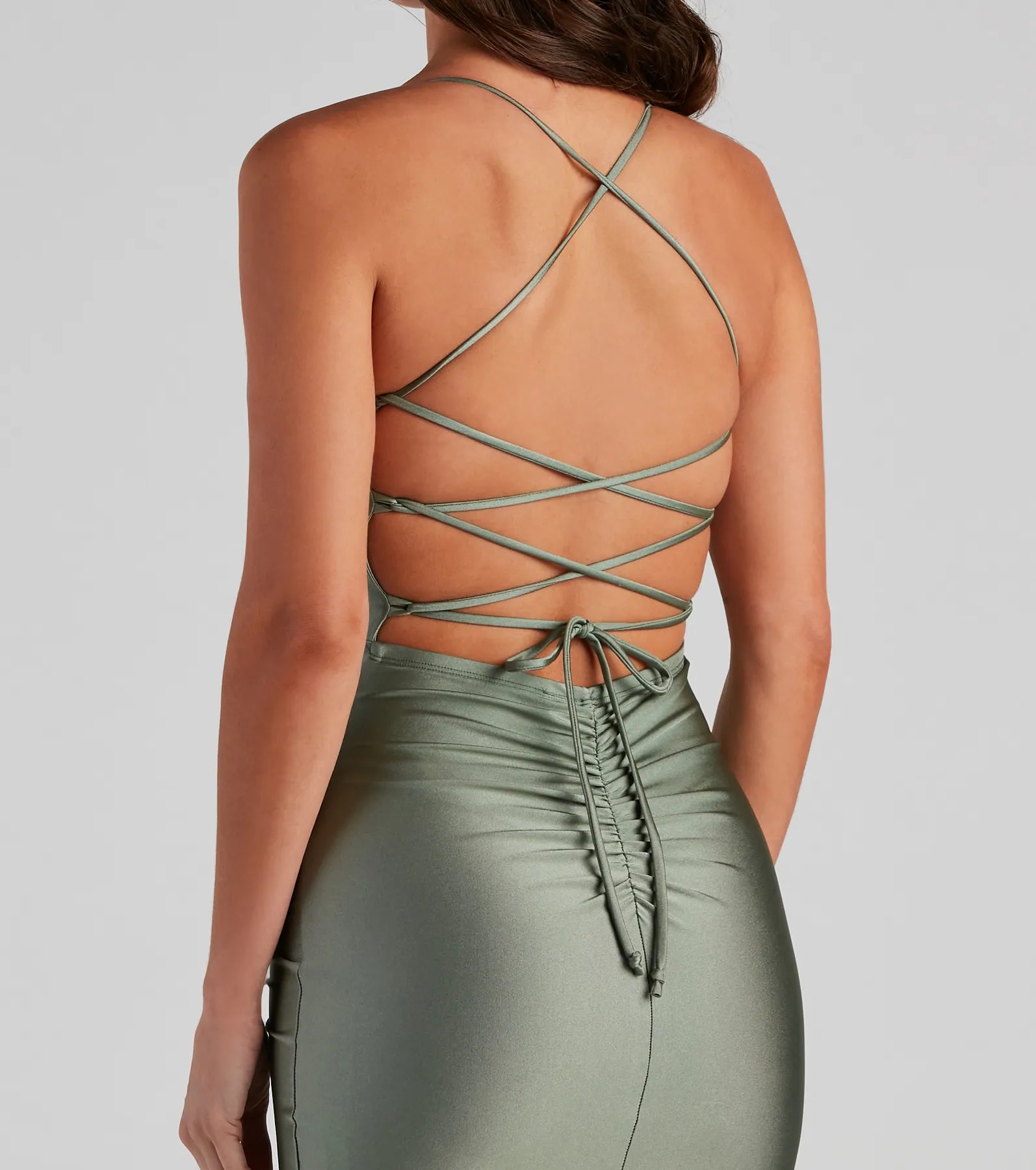 Elevated Glam Ruched Lace-Up Mini Dress - Image 27