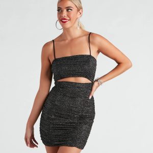 After Glow Glitter Mesh Mini Dress