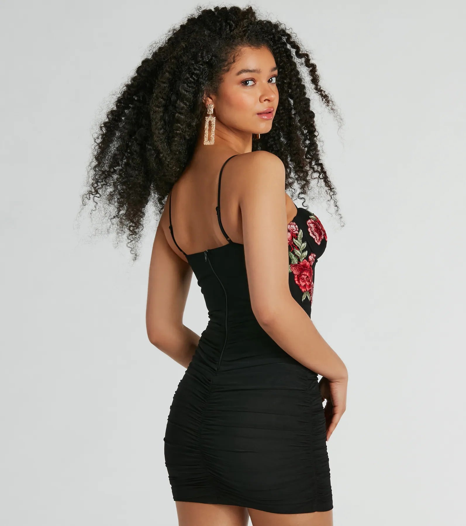 Floral Crush Sweetheart Applique Mesh Mini Dress - Image 2