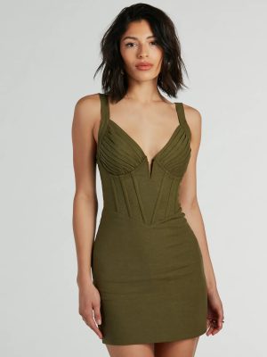 Take Me On Vacay Corset Linen Mini Dress