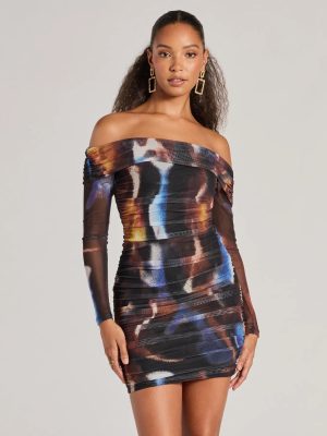 Always On Trend Off-The-Shoulder Abstract Mini Dress