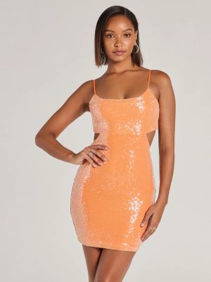 Sparkle Approach Cutout Bodycon Sequin Mini Dress