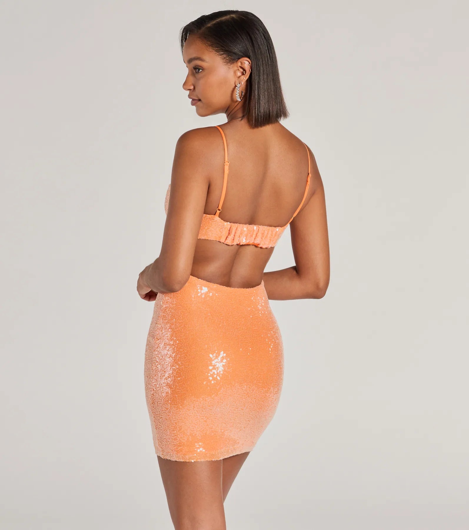 Sparkle Approach Cutout Bodycon Sequin Mini Dress - Image 2
