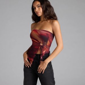 So Fly Abstract Slit Crop Top