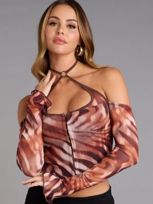 Wild Streak Cold Shoulder Crop Top