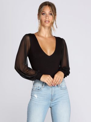 Sheer Bet Long-Sleeve Bodysuit