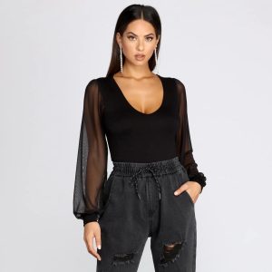 Sheer-ly Chic V-Neck Top