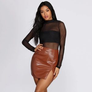 Mock Neck Polka Dot Bodysuit