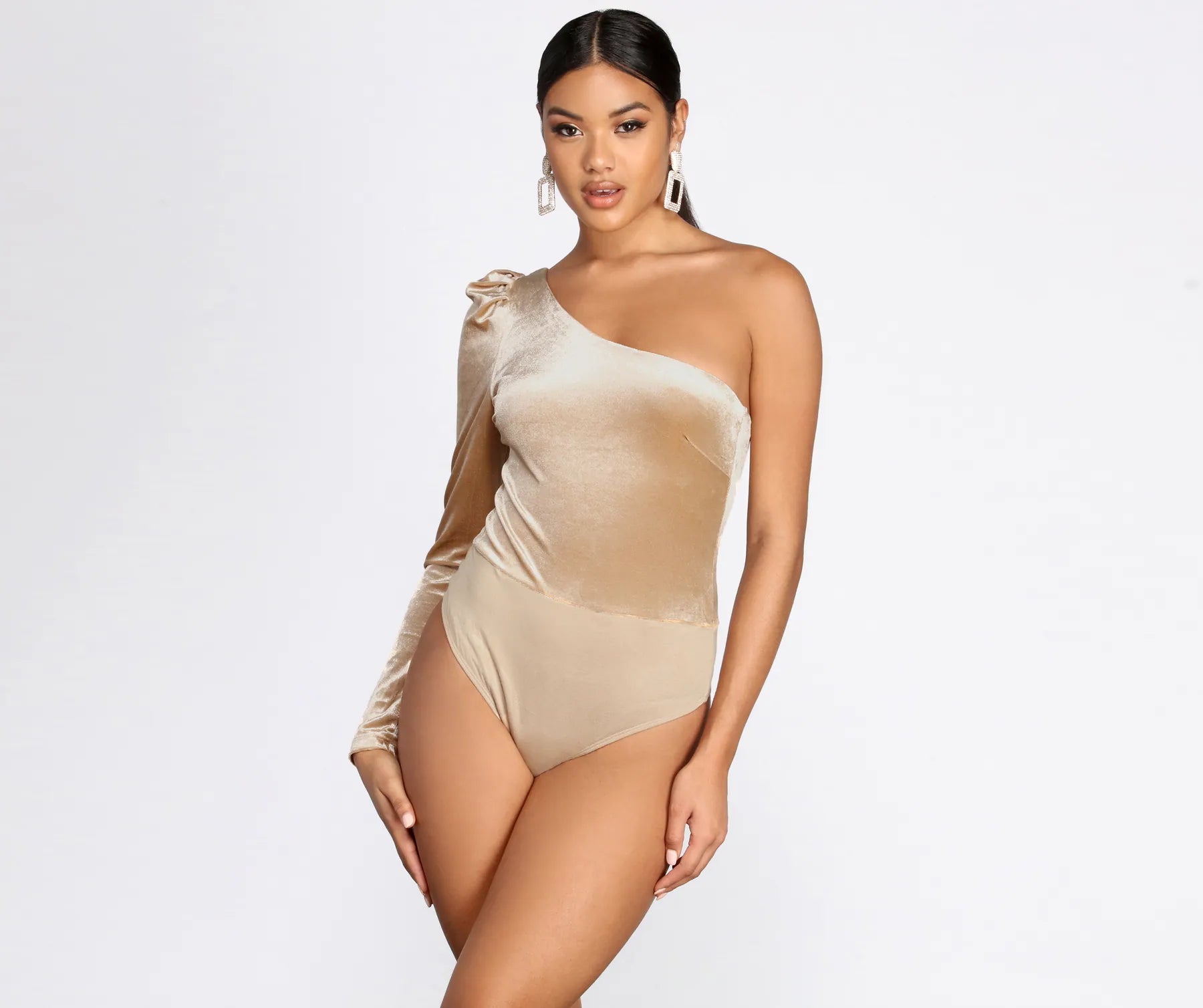One Shoulder Velvet Bodysuit - Image 10