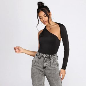 Asymmetric One Shoulder Bodysuit