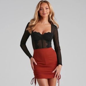 Sweet Dreams Mesh Crochet Bustier Bodysuit