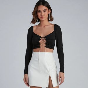 Rise And Stun Lace-Up Crop Top