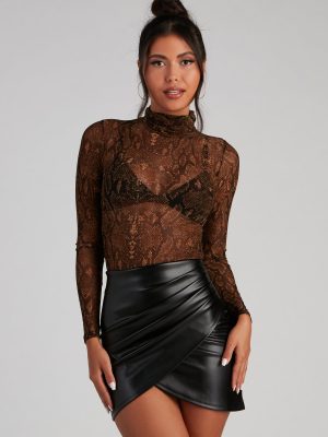 Sexy Slither Mesh Turtleneck Top