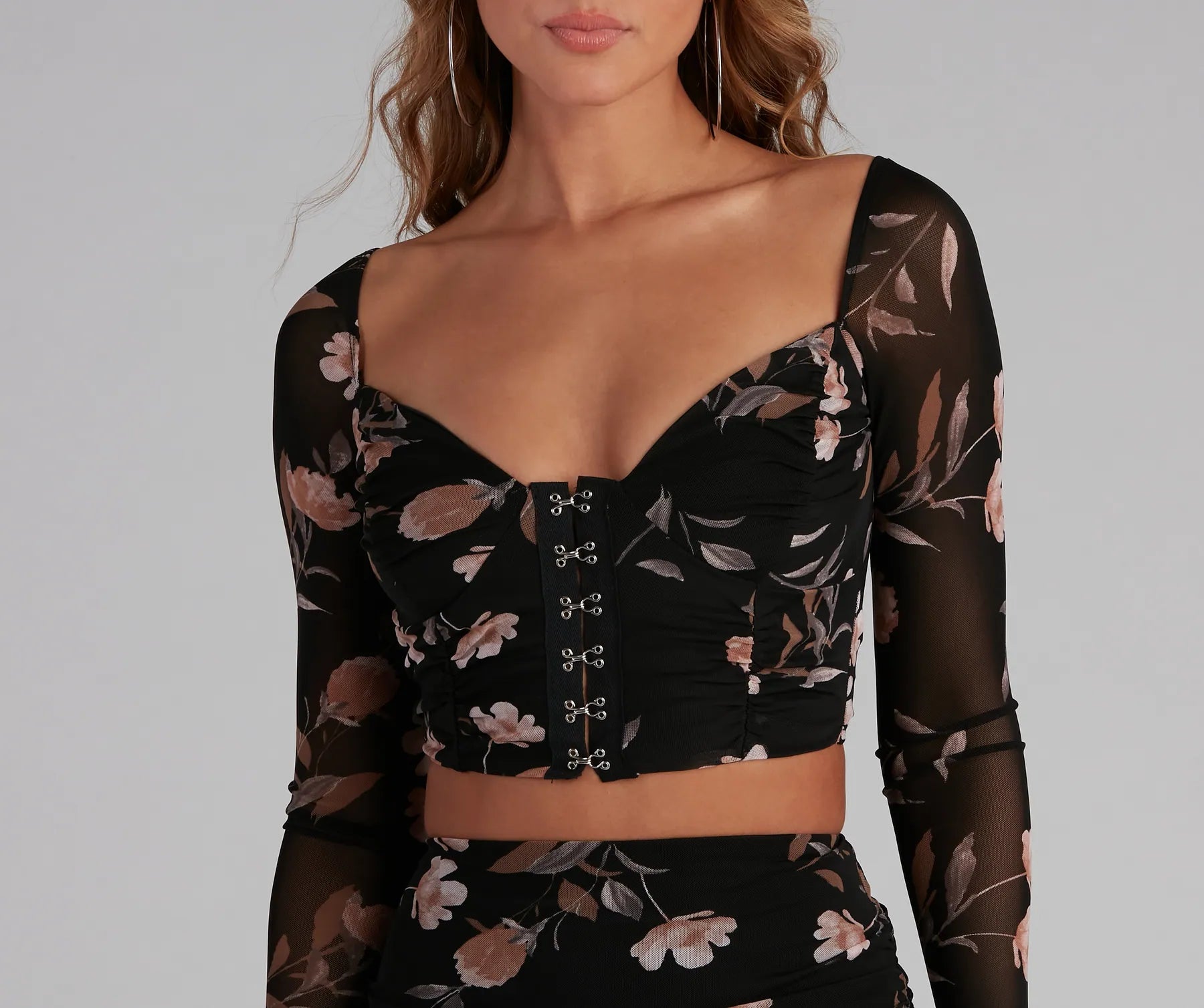 Lily Girl Mesh Floral Corset Top - Image 3