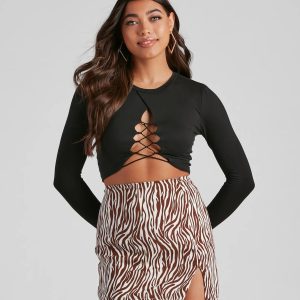 Tied And True Lace-Up Crop Top
