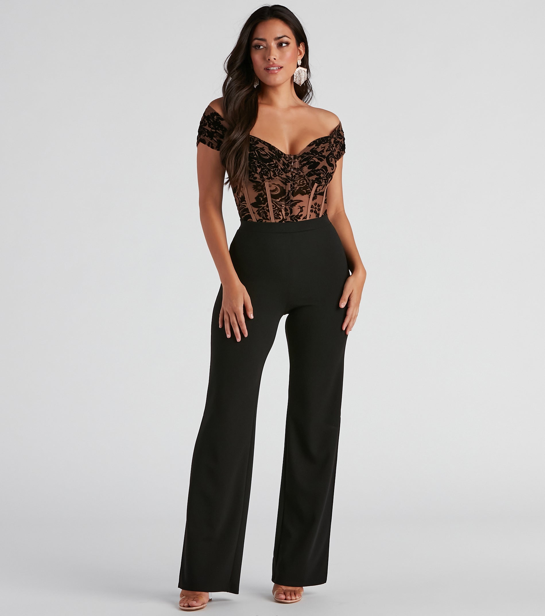 So Regal Flocked Velvet Bodysuit - Image 2
