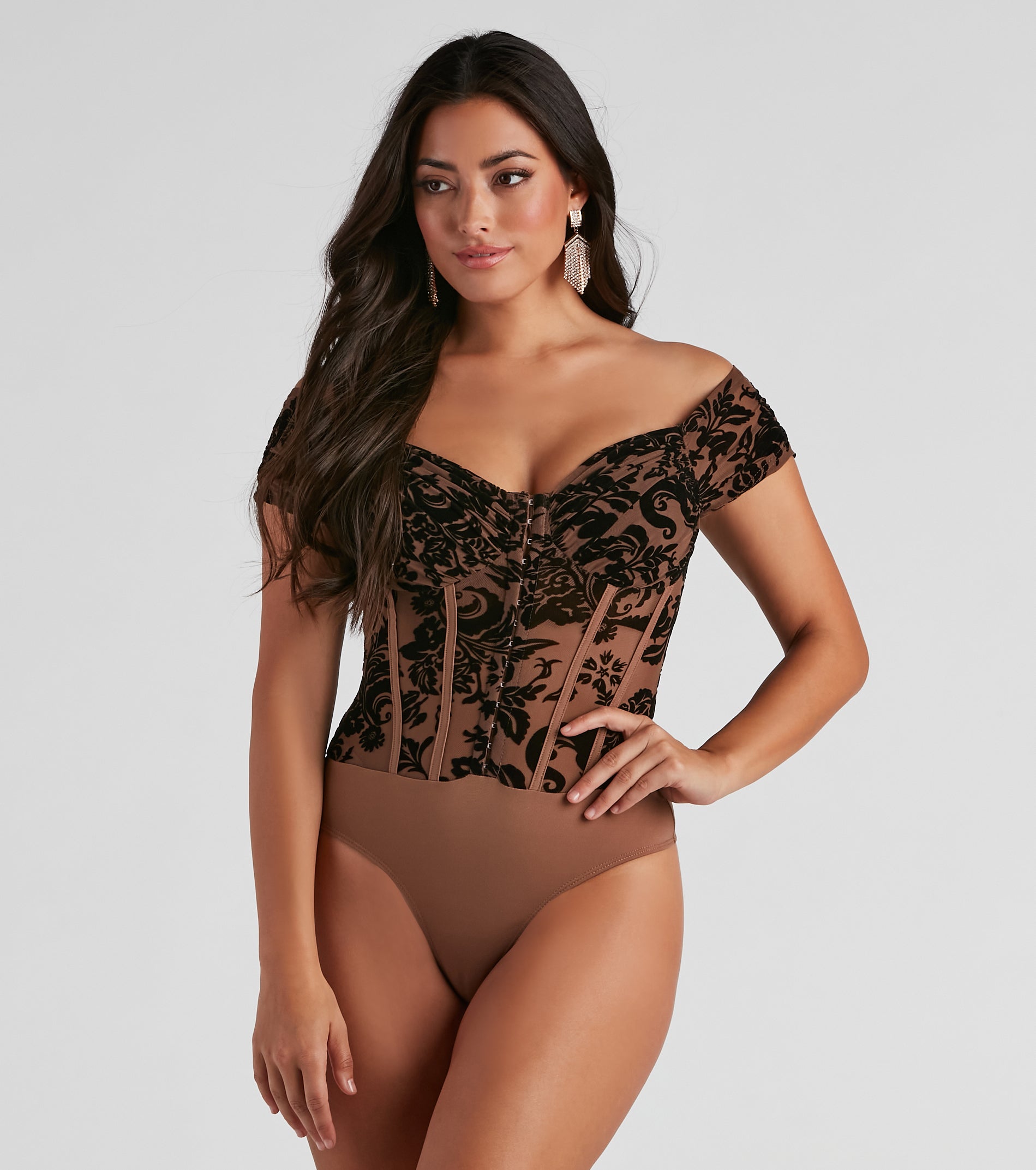 So Regal Flocked Velvet Bodysuit - Image 4