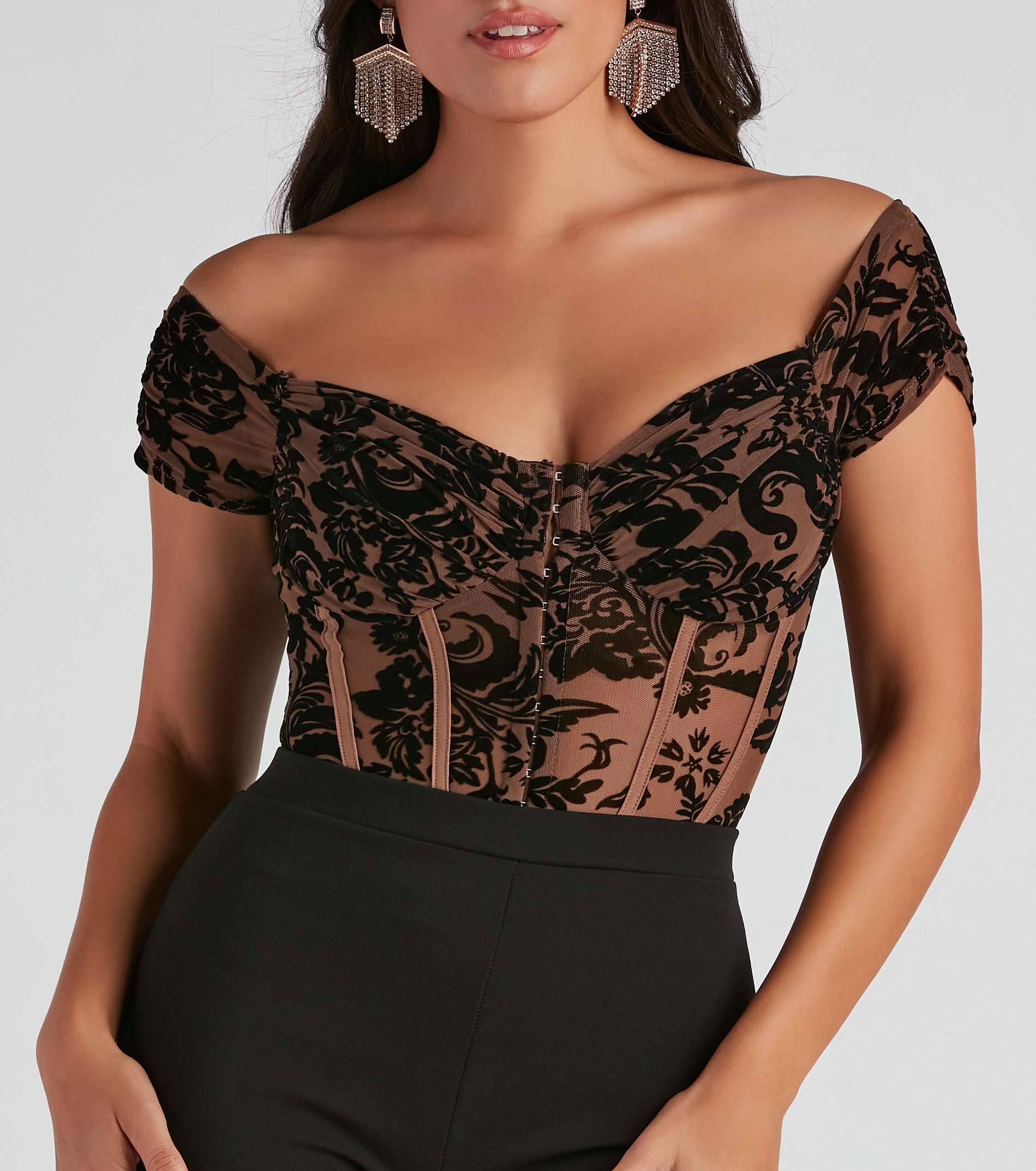 So Regal Flocked Velvet Bodysuit - Image 5