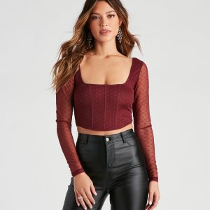 Eyes On Polka Dot Mesh Corset Top