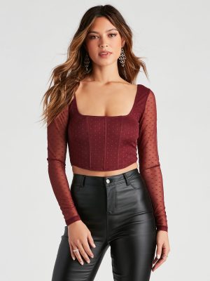 Eyes On Polka Dot Mesh Corset Top