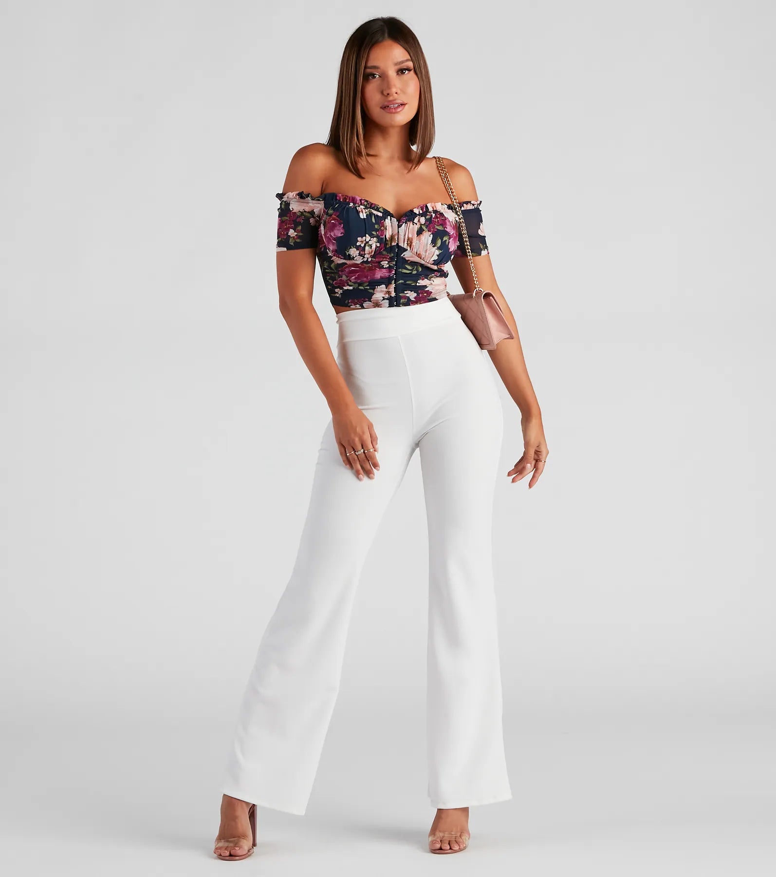 Floral Blooms Mesh Crop Bustier - Image 3