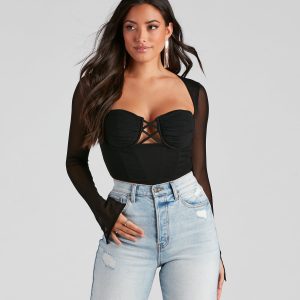 String Me Along Mesh Crop Bustier
