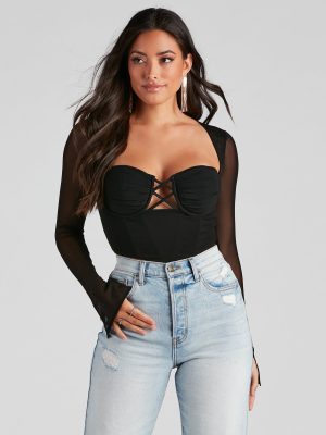 String Me Along Mesh Crop Bustier